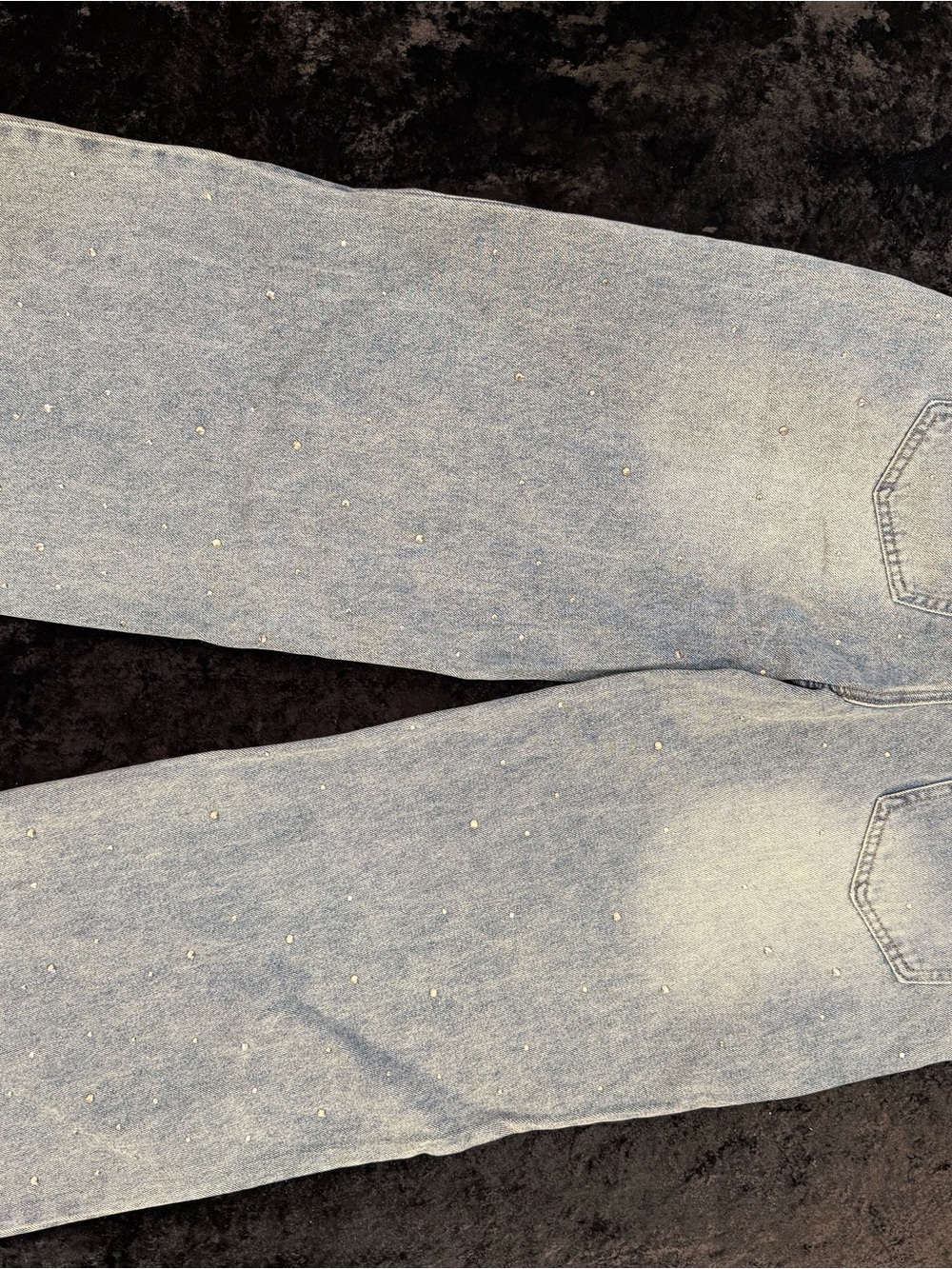 Edikted Rhinestone Low Rise Washed Jeans - Picture 7 of 8